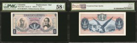 COLOMBIA. Banco de la Republica. 1 Peso. May 1, 1970. P-404e*. RA11. Replacement.

Replacement note without thread. Serial 00123577 with small “r” a...