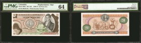 COLOMBIA. Banco de la Republica. 20 Pesos. May 1, 1972. P-409a*. RE3. Replacement.

A modern rarity and a high grade example. With security thread. ...