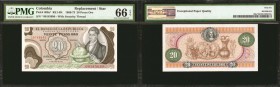 COLOMBIA. Banco de la Republica. 20 Pesos. May 1, 1973. P-409a*. RE4. Replacement.

A Gem example of a scarce replacement note. The initial use of t...