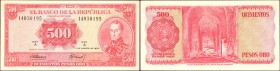 COLOMBIA. Banco de la Republica. 500 Pesos, 1973. P-416a. Uncirculated.

Nice color and originality with only a few touches of handling to mention. ...