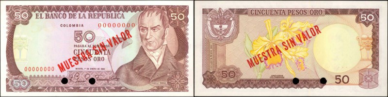 COLOMBIA. Banco de la Republica. 50 Pesos. 1969-70. P-422s & P-425s Modern Issue...