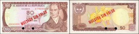 COLOMBIA. Banco de la Republica. 50 Pesos. 1969-70. P-422s & P-425s Modern Issue Specimens.

3 pieces in lot. A second trio of Specimen notes, but a...