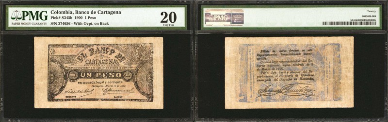 COLOMBIA. Banco de Cartagena. 1 Peso. March 8, 1900. P-S345b.

Issued note wit...