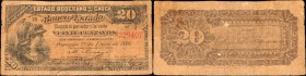 COLOMBIA. Banco del Estado Soberano de Cauca. 20 Centavos, 1886. P-S447. Very Good.

A tough issued note, seen here with even wear throughout. Desig...