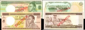 CONGO DEMOCRATIC REPUBLIC. Banque Nationale du Congo. 1 Zaire & 500 Makuta, Mixed Dates. P-125 & 13s. Specimens. Choice About Uncirculated.

2 piece...