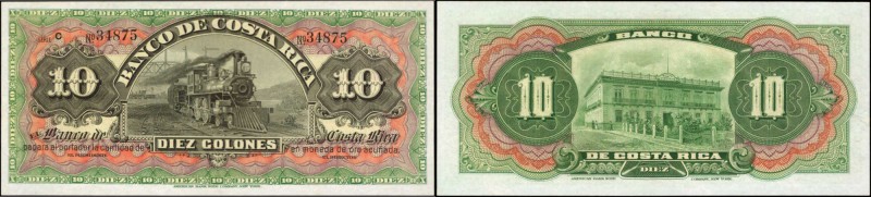 COSTA RICA. Banco de Costa Rica. 10 Colones, ND (1901-08). P-S174r. Choice About...