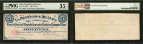 CUBA. La Republica de Cuba. 5 Pesos, 1869. P-62. PMG Choice Very Fine 35 EPQ.

Series I. Uniface. Nice embossing present on this rare and original 5...