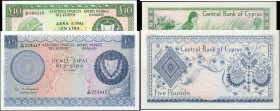 CYPRUS. Central Bank of Cyprus. 5 & 10 Pounds, Mixed Dates. P-44c & 48a. Uncirculated.

2 pieces in lot. P-44c 5 Pounds and P-48a 10 Pounds. Both ar...