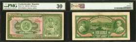 NO LOT.

A Czech Republic note which shows Libusa, a mythical Czech princess on the front of the note, and the reverse features Czech women on the l...