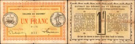 DAHOMEY. Gouvernement General de l'Afrique Occidentale Francaise. 1 Franc, 1917. P-2a. Very Fine.

Bees watermark. A scarce French Colony with just ...
