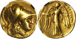 MACEDON. Kingdom of Macedon. Alexander III (the Great), 336-323 B.C. AV Stater (8.39 gms), Uncertain Mint, ca. 323-? B.C. NGC Ch F, Strike: 5/5 Surfac...