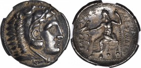 MACEDON. Kingdom of Macedon. Alexander III (the Great), 336-323 B.C. AR Tetradrachm (17.18 gms), Amphipolis Mint, ca. 323-320 B.C. NGC Ch EF, Strike: ...