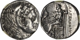 MACEDON. Kingdom of Macedon. Alexander III (the Great), 336-323 B.C. AR Tetradrachm (17.13 gms), Side Mint, ca. 325-320 B.C. NGC Ch AU, Strike: 5/5 Su...