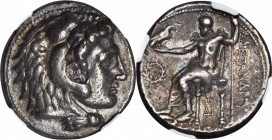 MACEDON. Kingdom of Macedon. Alexander III (the Great), 336-323 B.C. AR Tetradrachm (17.20 gms), Side Mint, ca. 325-320 B.C. NGC Ch VF, Strike: 4/5 Su...