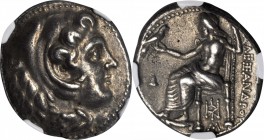 MACEDON. Kingdom of Macedon. Alexander III (the Great), 336-323 B.C. AR Tetradrachm (17.05 gms), Babylon Mint, ca. 325-323 B.C. NGC Ch EF, Strike: 5/5...