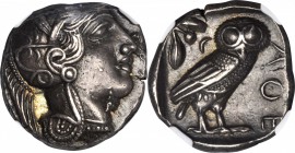 ATTICA. Athens. AR Tetradrachm (17.19 gms), ca. 440-404 B.C. NGC Ch EF, Strike: 4/5 Surface: 5/5.

Svoronos-pl. 12#10. Helmeted head of Athena facin...
