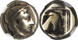 LESBOS. Mytilene. EL Hekte (2.50 gms), ca. 454-427 B.C. NGC FINE, Strike: 5/5 Surface: 4/5.

Bodenstedt-59. Laureate head of Apollo facing right; Re...