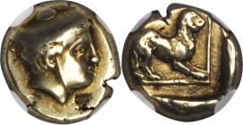 LESBOS. Mytilene. EL Hekte (2.54 gms), ca. 377-326 B.C. NGC VF, Strike: 4/5 Surface: 4/5.

Bodenstedt-83. Head of Hermes wearing petasos facing righ...