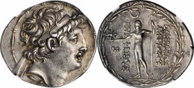 SYRIA. Seleukid Kingdom. Antiochus VIII Grypus, 125-96 B.C. AR Tetradrachm (16.59 gms), Ake-Ptolemais Mint. NGC Ch EF, Strike: 5/5 Surface: 5/5.

SC...