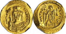 MAURICE TIBERIUS, 582-602. AV Solidus (4.45 gms), Constantinople Mint, 4th Officinae. NGC Ch AU, Strike: 5/5 Surface: 2/5.

S-478. Draped and cuiras...