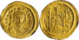 PHOCAS, 602-610. AV Solidus (4.46 gms), Constantinople Mint, 3rd Officinae. NGC MS, Strike: 4/5 Surface: 3/5. Edge Bent.

S-618. Draped and cuirasse...