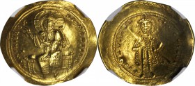 ISAAC I, 1057-1059. AV Histamenon Nomisma (4.44 gms), Constantinople Mint. NGC Ch AU, Strike: 4/5 Surface: 3/5, clipped.

S-1843. Nimbate Christ ent...