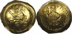 ISAAC I, 1057-1059. AV Histamenon Nomisma (4.41 gms), Constantinople Mint. NGC MS, Strike: 5/5 Surface: 3/5. Light Graffito.

S-1844. Nimbate Christ...