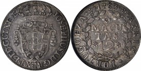 ANGOLA. 12 Macutas, 1763. Jose I (1750-77). NGC VF-35.

KM-18; Gomes-Jo14.02. RARE early date. All of the early issues from Angola had relatively sm...