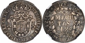 ANGOLA. 12 Macutas, 1783. NGC EF-45.

KM-25. Much nicer than most survivors of the date with deep, attractive tone in the fields and lighter color o...