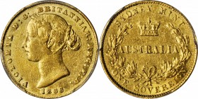 AUSTRALIA. Sovereign, 1866. PCGS Genuine--Cleaned, AU Details Gold Shield.

Fr-10; KM-4. Showing typical marks for the type with slight evidence of ...