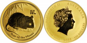 AUSTRALIA. 100 Dollars, 2008-P. Perth Mint. Lunar Series, Year of the Rat. PCGS MS-68 Gold Shield.

Fr-L5; KM-1907. Produced in "Reverse Proof" styl...