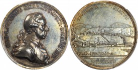 AUSTRIA. Capture of Belgrade Silver Medal, 1789. PCGS SP-58 Gold Shield.

46 mm. Mont-2181; Julius-2827; BDM I, 607. By Ignaz Donner. Frocked bust o...