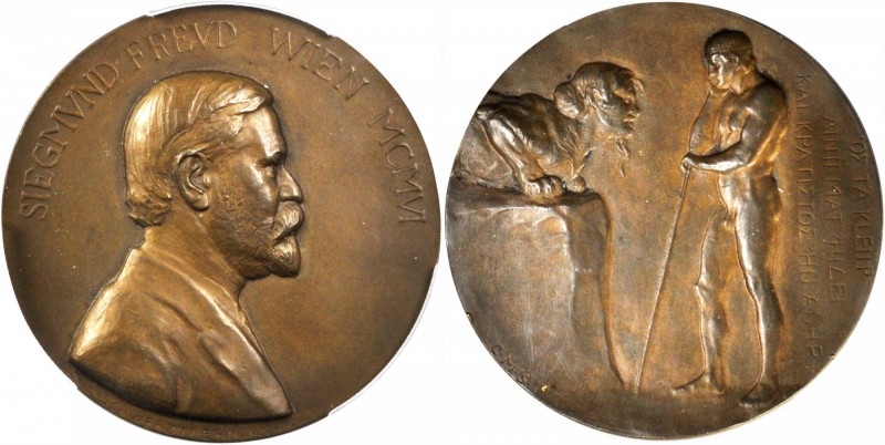AUSTRIA. Sigmund Freud / Oedipus Bronze Medal, 1906. PCGS SP-64 Gold Shield.

...