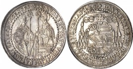 AUSTRIA. Salzburg. 1/2 Taler, 1694. Johann Ernst (1687-1709). PCGS MS-62 Gold Shield.

KM-253; Probszt-1817; HZ-2183. Struck from roller dies, as ev...