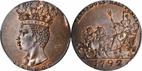 BARBADOS. 1/2 Penny, 1792. PCGS MS-64 BN Gold Shield.

KM-Tn9; Pr-25. Sharply struck with nice even brown tone and traces of mint red.