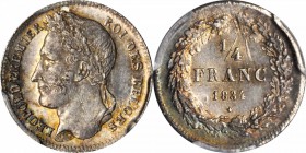 BELGIUM. 1/4 Franc, 1834. PCGS MS-64 Gold Shield.

KM-8. Attractively toned at the edges with vibrant, fully lustrous centers. A coin with tons of c...