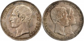 BELGIUM. Silver Medallic 5 Franc, 1853. PCGS MS-62 Gold Shield.

KMX-2.2. Variety with dot in date (incorrectly stated on PCGS insert). Issued for t...