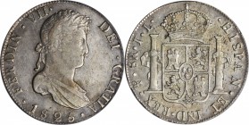 BOLIVIA. 8 Reales, 1825-PTS JL. Potosi Mint. PCGS AU-53.

KM-84; FC-60; Cal-type-159#618. Briefly circulated with very few marks for the grade and s...
