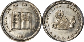 BOLIVIA. Silver Medallic Sol, 1851. Potosi Mint. PCGS MS-65 Gold Shield.

Burnett-37.1; Fon-9558. 3.68 grams. Highly lustrous with just a touch of s...