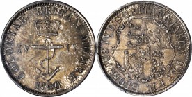 BRITISH WEST INDIES. 1/4 Dollar, 1820. PCGS MS-64 Gold Shield.

KM-3. Scarce first year type. Medalic die alignment. Sharply struck with rich dark t...