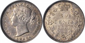 CANADA. 20 Cents, 1858. PCGS AU-53.

KM-4. Attractively preserved with few marks and pale gold and lilac tone over both sides.

From the Collectio...