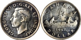CANADA. Dollar, 1947. PCGS MS-63 Gold Shield.

KM-37. Maple leaf. Minimally marked for the grade with light milky tone over portions of the surfaces...