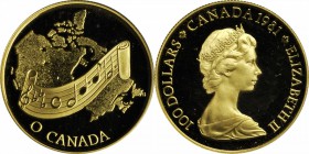 CANADA. 100 Dollars, 1981. BRILLIANT PROOF.

Fr-12; KM-131. Struck to commemorate the National Anthem in Canada. Includes the case of issue and cert...
