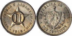 CUBA. 2 Centavos, 1916. PCGS MS-64 Gold Shield.

KM-A10. Sharply struck and lustrous with a nice cartwheel effect. Light attractive slightly streaky...