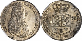 DENMARK. 24 Skilling, 1732-CW. Christian VI (1730-46). NGC MS-61.

KM-536; Hede-6B. Two year type. Impressively detailed with blazing luster in the ...