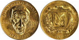 DOMINICAN REPUBLIC. 200 Pesos, 1977. PCGS MS-65 Gold Shield.

Fr-4; KM-47. Centennial of the death of Juan Pablo Duarte. A modern commemorative that...