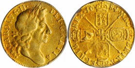 GREAT BRITAIN. Guinea, 1684. Charles II (1660-85). PCGS Genuine--Mount Removed, Fine Details Gold Shield.

S-3344; Fr-287; KM-440.1. Fourth bust. SC...