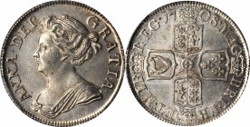 GREAT BRITAIN. Shilling, 1708. Anne (1702-14). PCGS MS-63 Gold Shield.

S-3610; KM-523.1, ESC-1147. 3rd bust, plain angles. Sharp strike, largely un...