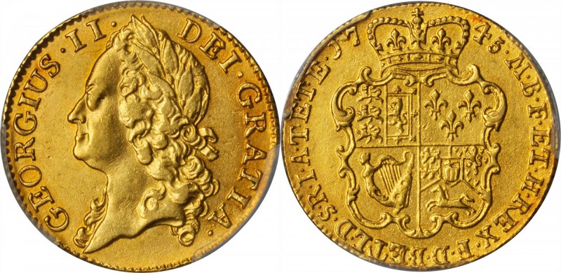 GREAT BRITAIN. Guinea, 1745. George II (1727-60). PCGS Genuine--Surfaces Smoothe...