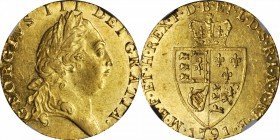 GREAT BRITAIN. Guinea, 1791. George III (1760-1820). NGC AU-58.

S-3729; Fr-356; KM-609. "Spade" Guinea type. Entirely flashy with a bold strike, mi...
